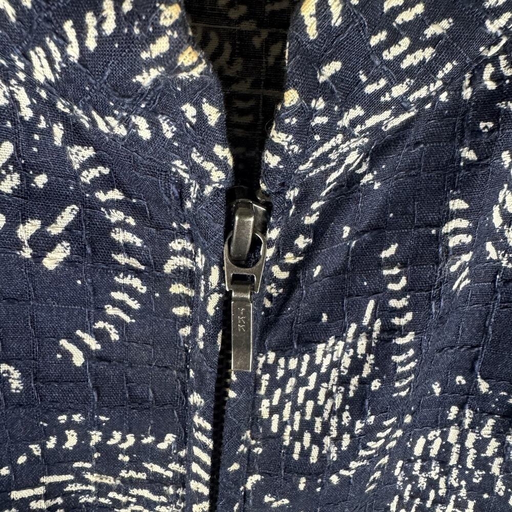 CJ Banks 100% Cotton Sz 3X Navy White Calico Paisley 3/4 Sleeve Full-Zip Jacket - Picture 4 of 9